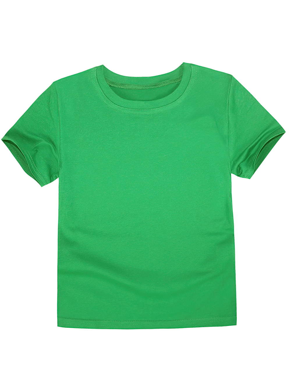Green kids cotton O-neck short-sleeve T-shirt, unisex and colorful, perfect for casual wear, school, or layering for kids and youth.